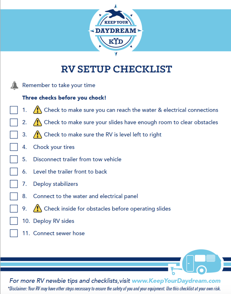 Printable Rv Setup Checklist