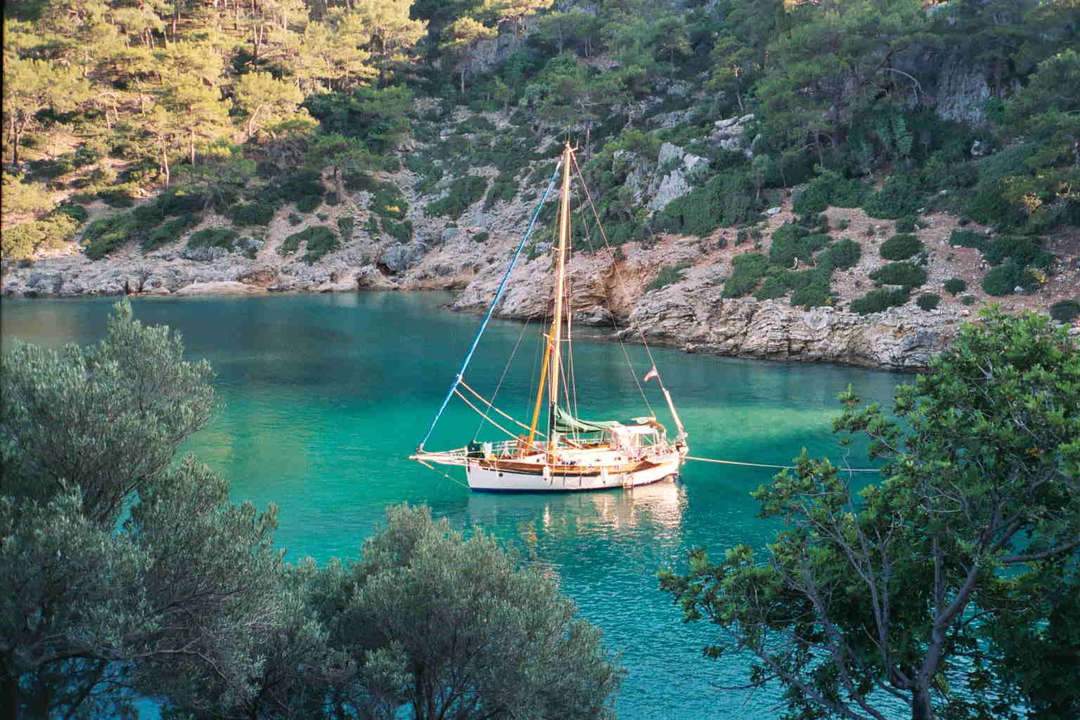 sailboat cruising in the mediterranean